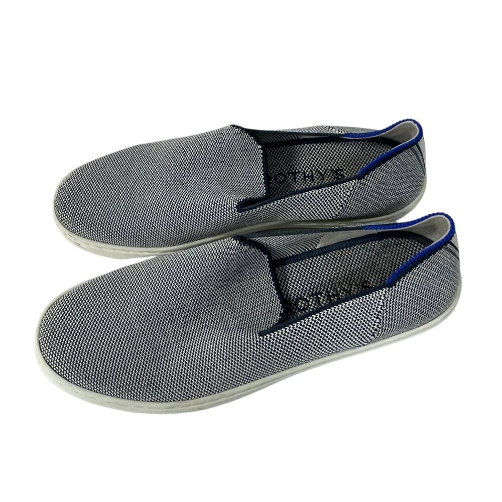 Rothy's The Loafer Flats Women's 7.5 Navy White Knit Slip On Round Toe Eco Frien